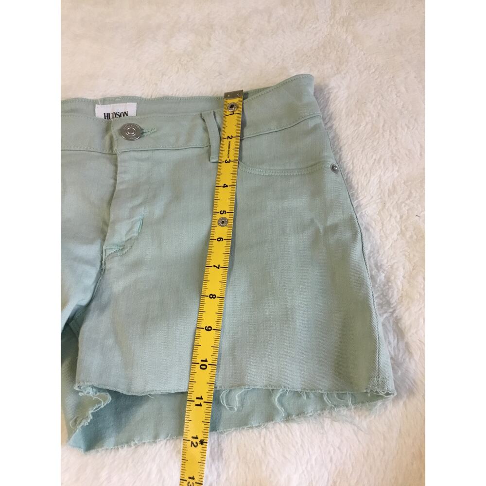 Hudson Wild Green Denim Amber Fray Hem Shorts - Picture 7 of 13